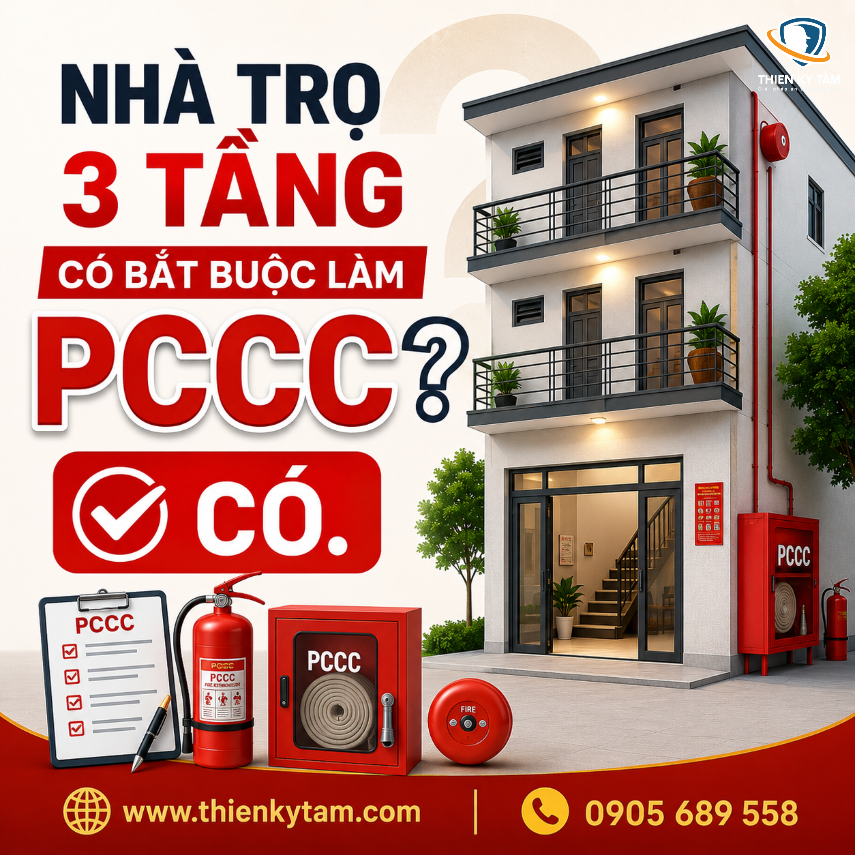  Nhà trọ 3 tầng có bắt buộc làm PCCC